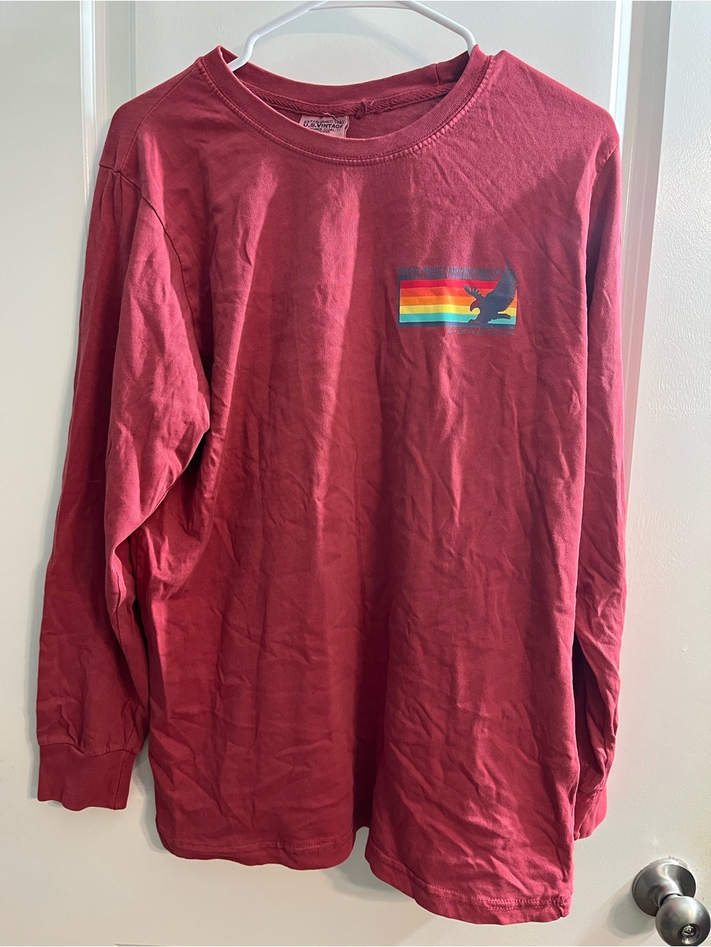U.S. Vintage Maroon Crewneck Tee with Subtle Faded Wash
